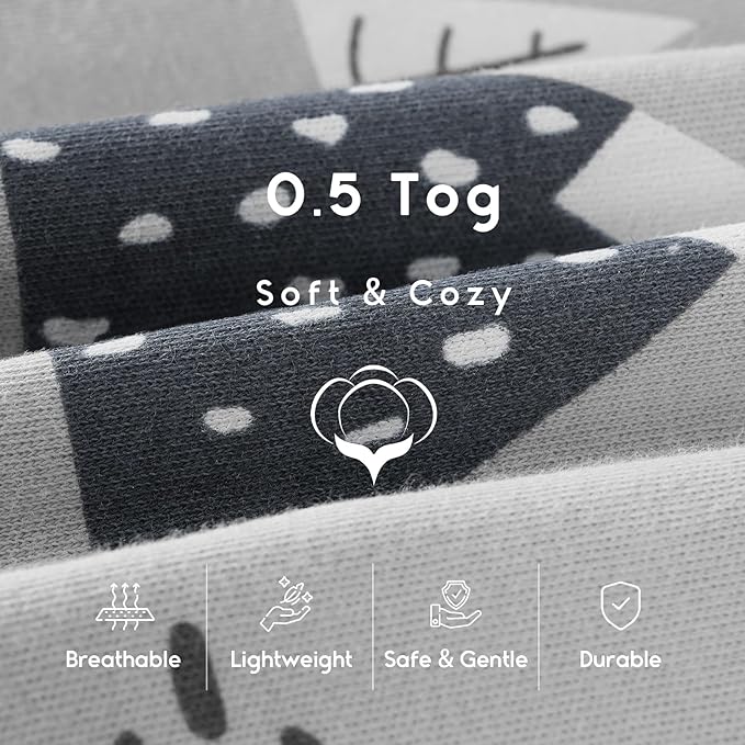 Yoofoss Baby Sleep Sack 12-18 Months 0.5 Tog Wearable Blanket for Baby, 3 Pack 100% Organic Cotton Infant Toddler Sleeping Sack 2-Way Zipper Lightweight Sleep Sack