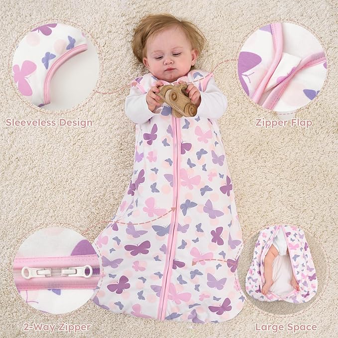 Yoofoss Baby Sleep Sack 12-18 Months, 1.5 Tog Baby Wearable Blanket with 2-Way Zipper, 100% Cotton Organic Fabric Winter Infant Sleeping Sack, Warm Soft Comfy