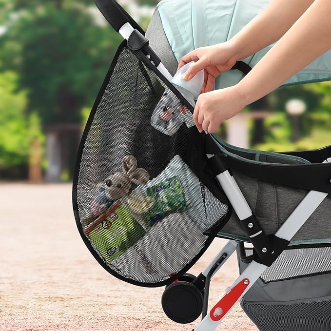 Accmor 2 Pack Universal Stroller Organizer, Side Sling Stroller Organizer, Mesh Cargo Net Stroller Storage Caddy, Stroller Bag Accessories Fits for Uppababy, Nuna, Baby Jogger, Britax, Doona Strollers