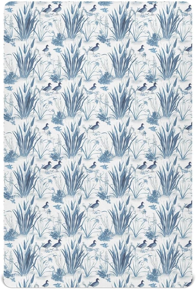 Fitted Crib Sheets for Baby Boys or Girls Soft Breathable Baby Play Yard Sheet for Standard Size Crib Mattress 39x27in Bulrushes and Wild Ducks