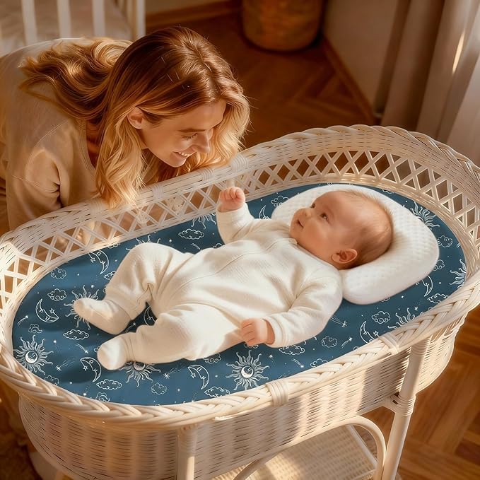 Baby Bassinet Sheets for Baby Boy Girls,4-Pack Fitted Bassinet Sheets Set Compatible with Halo Bassinest Swivel Sleeper,Baby Delight,Angelbliss,32"X16" (Starry Universe)