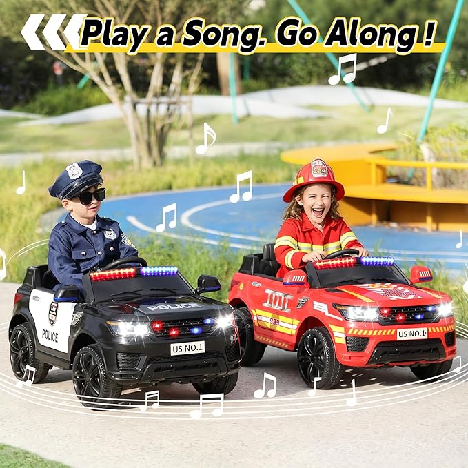 TOBBI Fire Truck Ride on Toys 12V Fire Engine Giant Firetrucks Firefighter Fireman Ride On Car with Remote Control, Siren-Call, Walkie-Talkies, Bluetooth for Toddlers, Red