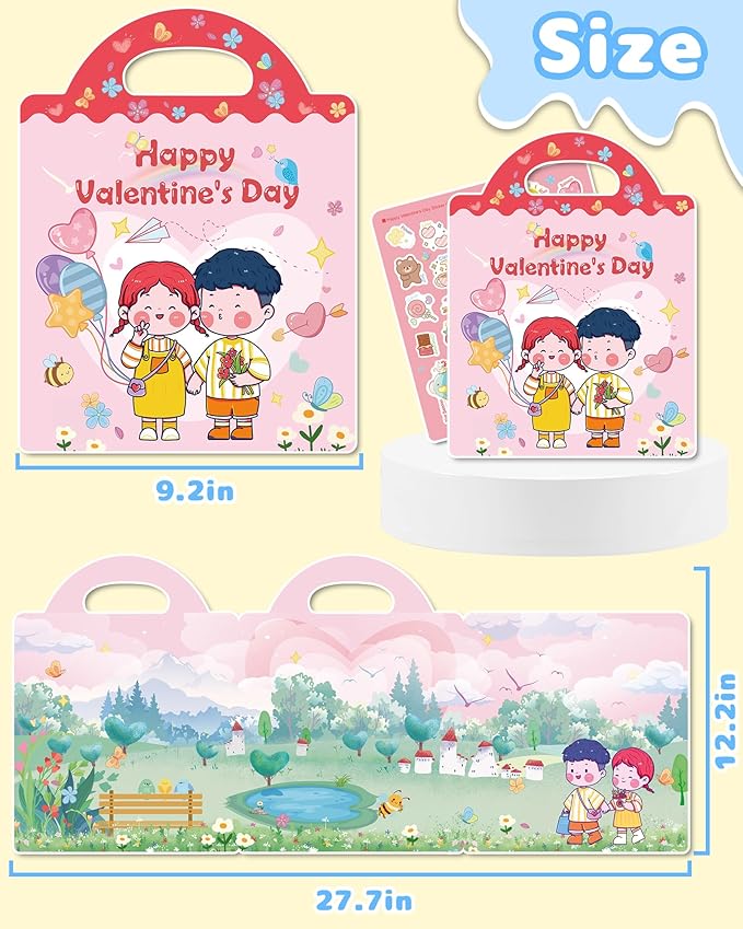 Benresive Reusable Sticker Books for Toddlers, Fun Travel Stickers for Kids, Toddler Sticker Book, Crafts Activities for Toddlers, 3 and Up Birthady Gifts - Valentines