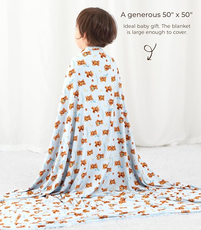 Premium Baby Blankets, Soft Viscose from Bamboo Blanket for Boys and Girls, Nursery Crib Bedding Quilt for Newborn and Toddler, Cooling for Hot Sleepers 50'' x 50'' Bear