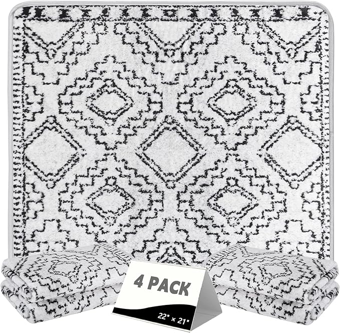 FUMMI 4 Pack Reusable Waterproof Incontinence Bed & Chair Pads, 22” x 21” Extra Heavy Absorbency, Soft Flannel Surface, Non-Slip, Machine Washable for Dogs, Adults & Babies (Black Lines, 22“ ×21”)
