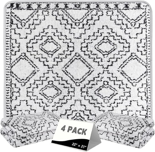FUMMI 4 Pack Reusable Waterproof Incontinence Bed & Chair Pads, 22” x 21” Extra Heavy Absorbency, Soft Flannel Surface, Non-Slip, Machine Washable for Dogs, Adults & Babies (Black Lines, 22“ ×21”)