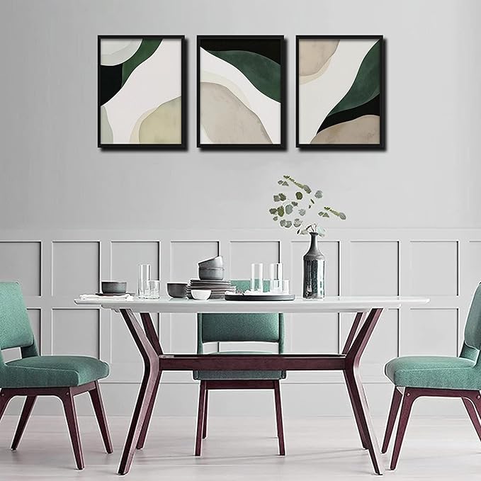 Framed 3D Textured Green Abstract Wall Art, Modern Abstract Wall Decor Paintings, Contemporary Minimalist Neutral Artwork Posters Prints Pictures for Living Room Bedroom Home Decor 12x16 Inch