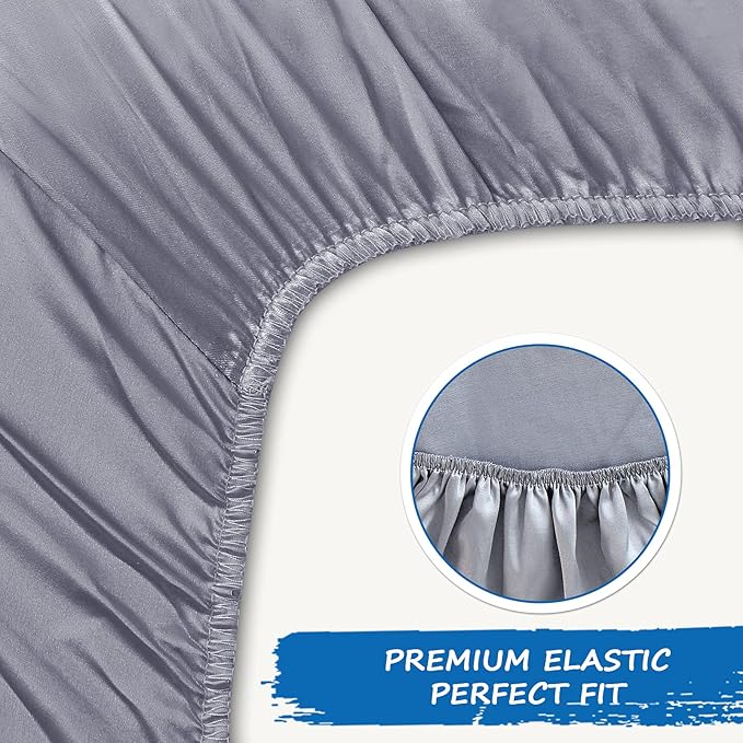 Crib Sheets for Boys, Satin Fitted Crib Sheet Soft & Silky Baby Mattress Sheet (52"x28"x8") for Baby Boys and Girls, Great for Baby with Hair and Skin, Grey