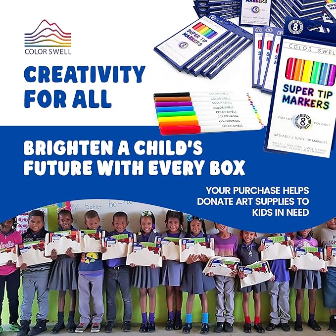 Color Swell Super Tip Washable Bulk Markers Pack 50 Boxes of 8 Vibrant Colors (400 Total Markers) Perfect for Kids, Parties, Classrooms