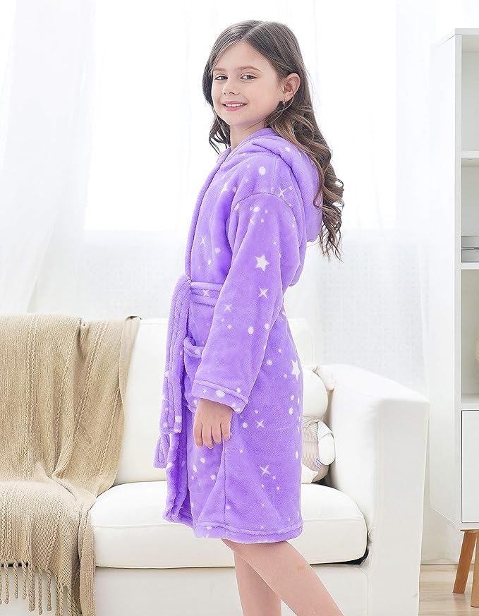 Doctor Unicorn Soft Hooded Rainbow Bathrobe Sleepwear for Girls