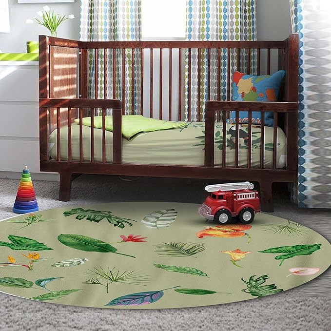 Custom Crib Bedding Set – Personalized Name Tropical Toucan Baby Bedding 5-Piece Set with Soft Blanket, Fitted Sheet, Changing Pad Cover, Rug and Wall Art – Colorful Jungle Nursery Decor
