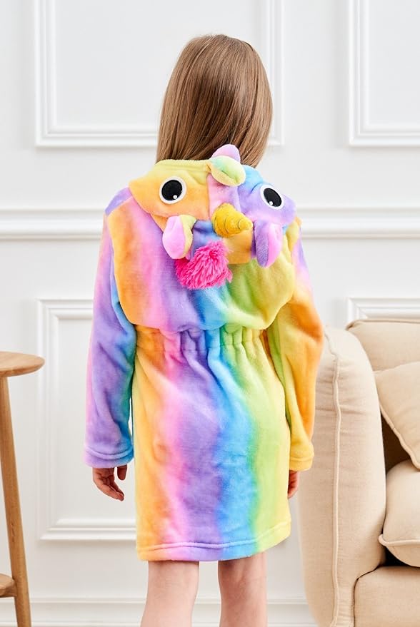 Doctor Unicorn Soft Unicorn Hooded Bathrobe Sleepwear - Unicorn Gifts for Girls