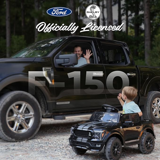 Licensed Ford Shelby F-150 24V Kids Ride on Toy, Electric Car for Kids with Remote Control, 400W Motors - Black