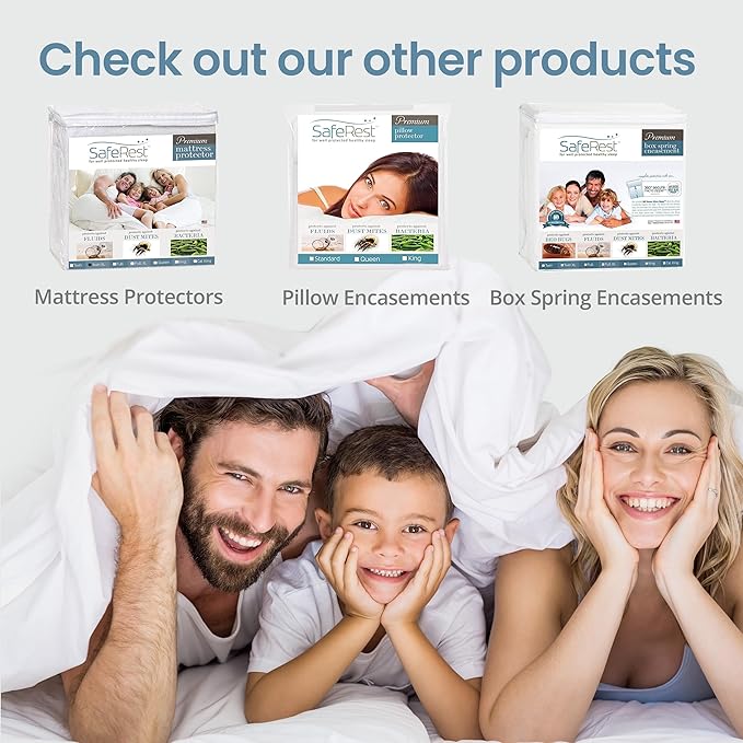 Full Size SafeRest Premium Waterproof Lab Certified Bed Bug Proof Zippered Mattress Encasement (Fits 9 - 12 in. H) - Designed For Complete Bed Bug, Dust Mite and Fluid Protection