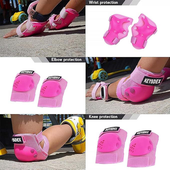 Kids/Youth Knee Pads Elbow Pads Wrist Guards Protective Gear Set for 3-15 Years, Child Roller Skates, Cycling, BMX Bike, Skateboard, Inline Skating, Scooter Riding and Outdoor Sports