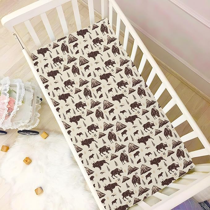 Fitted Crib Sheets for Baby Boys or Girls Soft Breathable Baby Play Yard Sheet for Standard Size Crib Mattress 39x27in National Park Deer Bear Moose