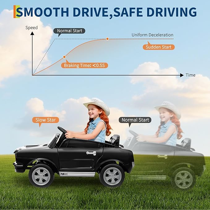 12V Ride on Car for Kids, Licensed Shelby GT350 Electric Toy with Parent Remote Control, 3 Speeds, LED Headlights, Music & Safety Belt for Toddlers