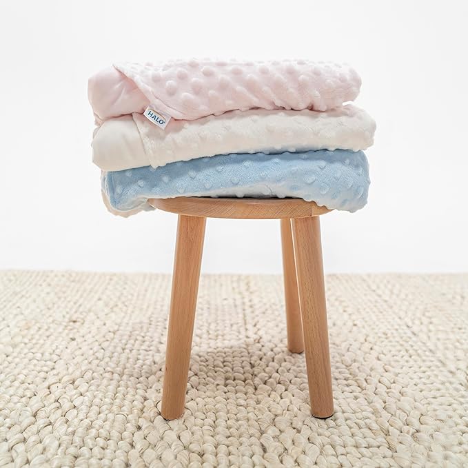 HALO Sleepsack Swaddle, 3-Way Adjustable Swaddle Blanket, TOG 3.0, Velboa Plush Dots, Cream, Newborn, 0-3 Months