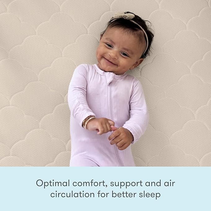 Newton Baby Crib Mattress and Toddler Bed - Ultra-Breathable Proven to Reduce Suffocation Risk, Washable Core & Cover, 2-Stage, Plush 5.5" Thick - Sandstone