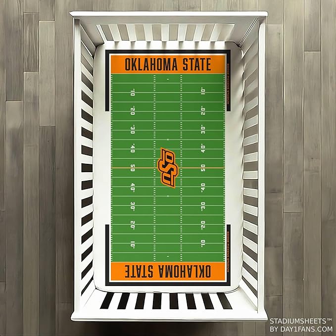 STADIUMSHEETS Day1Fans Officially-Licensed Fitted Crib Sheet (Oklahoma State Cowboys)