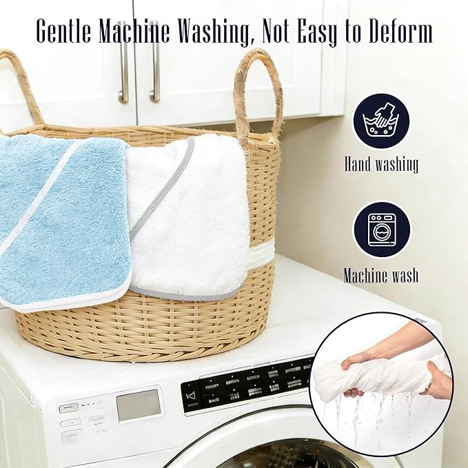 2 Pack Baby Bath Towel - Rayon Made from Bamboo, Ultra Soft Hooded Towels for Babies,Toddler,Infant - Newborn Essential -Perfect Baby Registry Gifts for Boy Girl - Blue and White