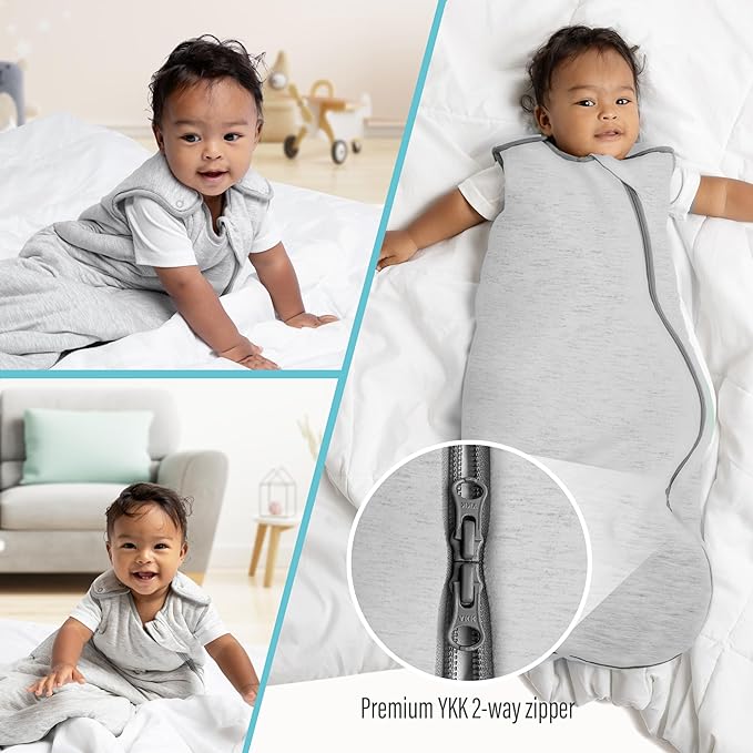 Rayon Made from Bamboo Sleep Sack 1.0 TOG 0-6 Months Unisex Baby Sleeping Bag with 2-Way Zipper Breathable Wearable Blanket Baby