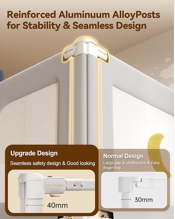 3 Piece Bed Rails for King Size Bed, No-Drill Needed Baby Bed Rail Guard for Toddlers with Height Adjustable, Thickened Child Safety Side Railing Guards/Bedrail for Kids, Grey Bear, 74.8x78.7x78.7in