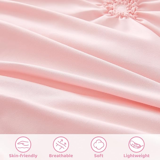 Wowelife Princess Toddler Bedding Set for Girls, Boho Toddler Bed Set, 4 Pieces Ruffles Jacquard Embroidery Toddler Girl Comforter with Comforter, Fitted Sheet, Flat Sheet and Pillowcase, Pink