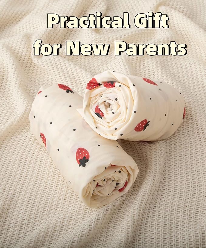 SDY Jersey Strawberry Crib Sheets for Baby Girls,52”x28”x8, 2 Pack,Pink Cute Kawaii Standard Oval/Retangle Fitted Crib Sheets for Toddler,Super Soft Breathable