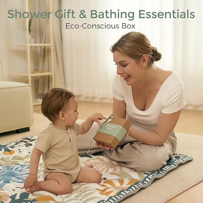 Momcozy Baby Washcloths - 4 Layer Design| Medium Thickness| Premium Cotton for Newborns' Skin-Great for Bathing, Wiping & on-The-go Use, Shower Gift and Essential(5 Pack, 10x10 inch)