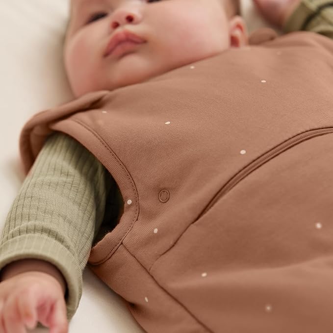 Snuz Baby Sleep Sack with Diaper Zip - Baby Sleeping Bag for Easy Diaper Changes, Super Soft Cotton Sleep Sacks in Summer or Winter Tog with Perfect Fit Poppers, Blush/Dot, 1 Tog 0-6M