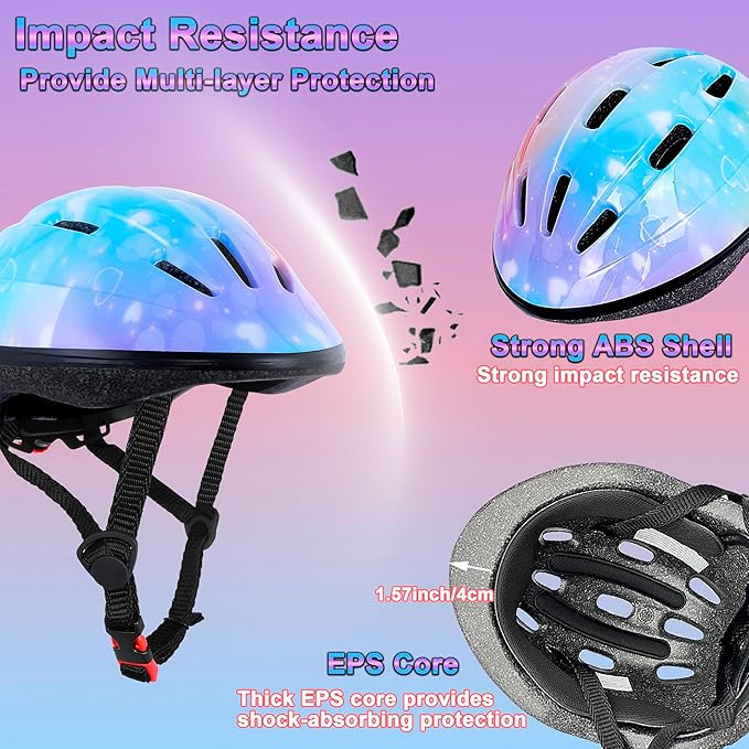 Kids Helmet Adjustable for Kids Ages 3-8 Years Old Boys Girls, Toddler Helmet with Protective Sports Gear Set Knee Elbow Pads Wrist Guards for Cycling Skateboard Scooter