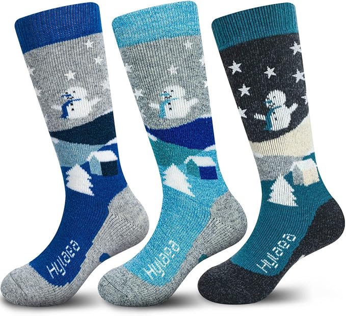 Hylaea Merino Wool Ski Socks Kids, Knee-high Warm Thermal Snowboard Skating Socks for Boys Girls Toddler