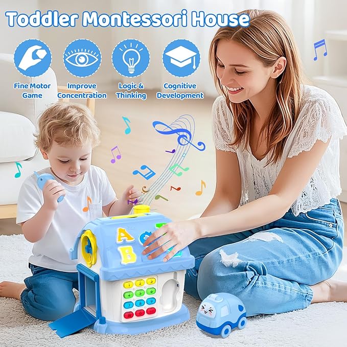 Montessori Toys for 1 Year Old Boy Gifts, 12-in-1 Musical House Educational Baby Toddler Toy Age 1-2, First Birthday for Boy Girl 6-12 12-18 6-24 Months