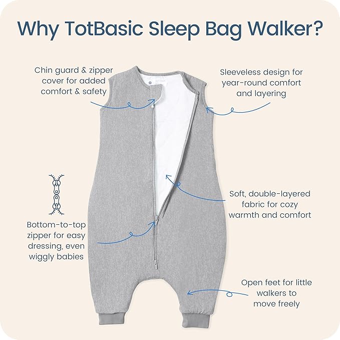 Toddler Sleep Sack with Feet, 1.0 TOG Baby Sleeping Bag with Legs, Oversized Wearable Blanket for 2T, 3T, 4T Walkers