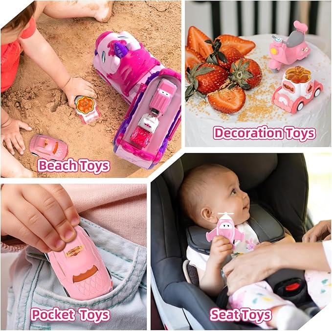 Girls Toys for 2 3 Year Old, Toddler Girl Toys Age 2-4, 7-in-1 Carrier Truck with Light & Music, Truck Toys for 1 2 3 Year Old Girl Birthday