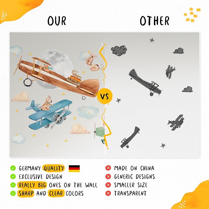 Hot Air Balloon Wall Decals by Lipastick - Peel and Stick Animal Stickers Raccoon, Fox, Koala, Panda for Kids Room, Nursery, Playroom, Bedroom - Removable Wall Decor for Boys, Girls, Babies - L Size