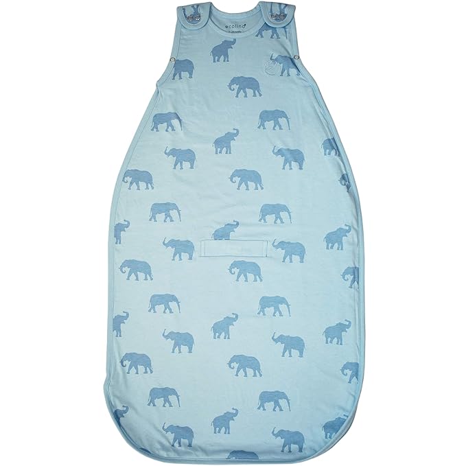 Ecolino Organic Cotton Baby Sleep Sack - 2-Way Zipper Baby Wearable Blanket - Infant to Toddler Sleeping Bag Sack - 2 Months - 2 Years - Elephants