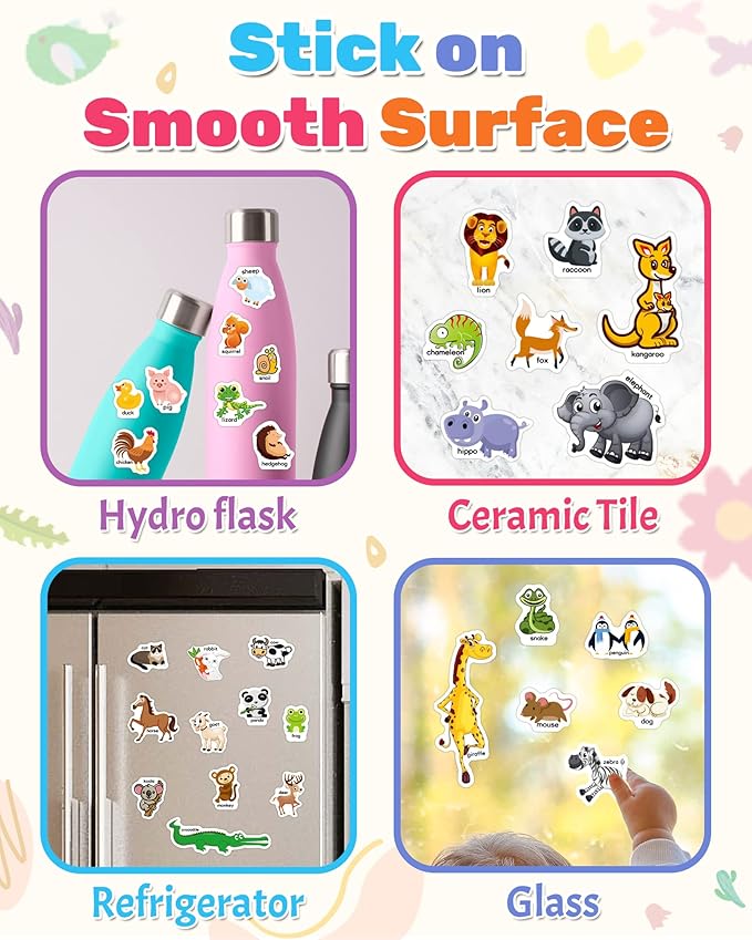Benresive Reusable Sticker Books for Toddlers, Fun Travel Stickers for Kids, Toddler Sticker Book, Crafts Activities for Toddlers, 3 and Up Birthady Gifts - Animals Zoo