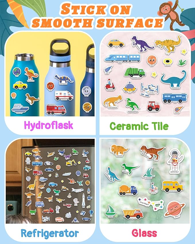 Benresive Reusable Sticker Books for Toddlers, 3 Sets Travel Stickers for Kids, Toddler Sticker Book, Crafts Activities for Toddlers, 3 and Up Birthday Gifts Travel Toys