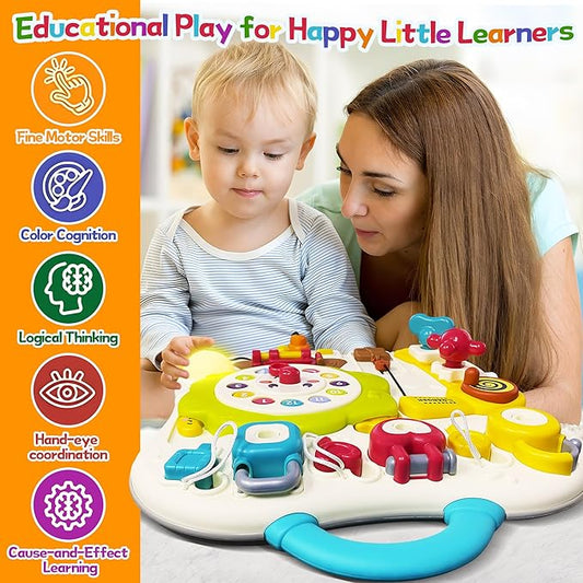 Montessori Busy Board Sensory Toys for Toddlers 1-3, Activity Music & LED Light Up Montessori Toys for 2+ Year Old, Travel Toys for 2 Year Old Boys & Girls, 2025