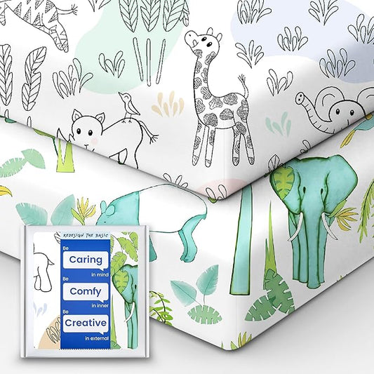Premium Soft boy Crib Sheets, Ultra Breathable Crib Fitted Sheet, Super Stretchy Baby Bed Sheets 28''x52''x9'' Extra Deep Pocket