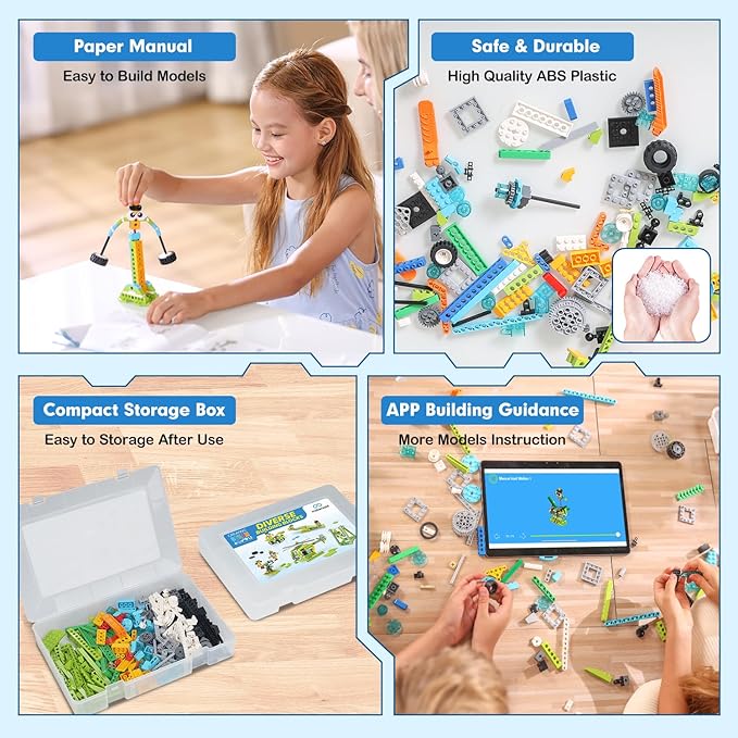 makerzoid Building Robot Kit, 370+ Educational DIY Building Blocks, 100+ Models STEM Robot Toy for Kids Ages 6+, Birthday Christmas Graduation Gift for Boys Girls