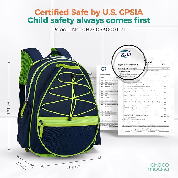 Choco Mocha Kids Tennis Bag Kids Tennis Backpack Youth & Junior Tennis Bag 16 Inch