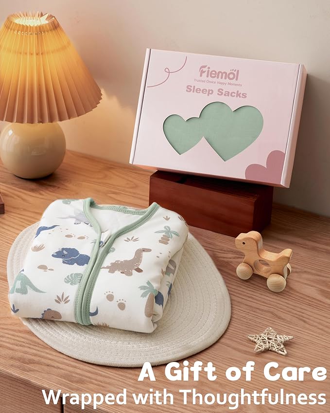 Rayon Made from Bamboo Baby Sleep Sack 0-6 Months, 1.0 Tog Baby Wearable Blanket, Soft Sleeping Bag for Newborn Infant Babies with 2-Way Zipper 2 Pack (Small) Green Dinosaur
