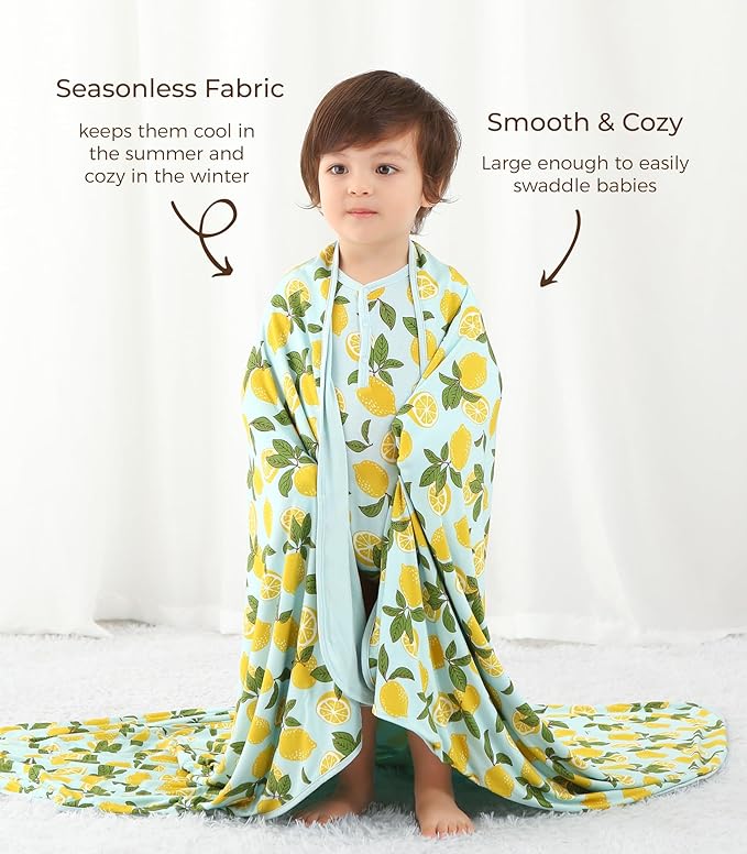 Premium Baby Blankets, Soft Viscose from Bamboo Blanket for Boys and Girls, Nursery Crib Bedding Quilt for Newborn and Toddler, Cooling for Hot Sleepers, 50'' x 50'' Lemons