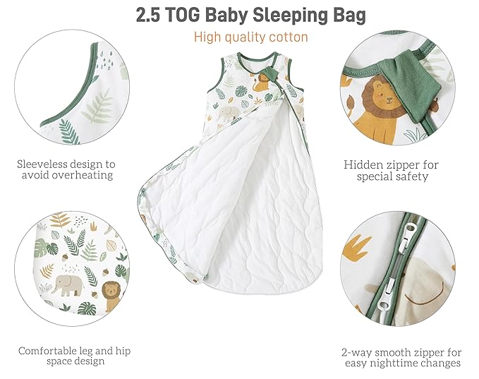 Baby Sleep Sack 18-24 Months 2.5 TOG, Winter Baby Wearable Blanket with 2-Way Zipper, Infant Toddler Warm Sleeping Sack for Newborn Boys and Girls, Happy Forest