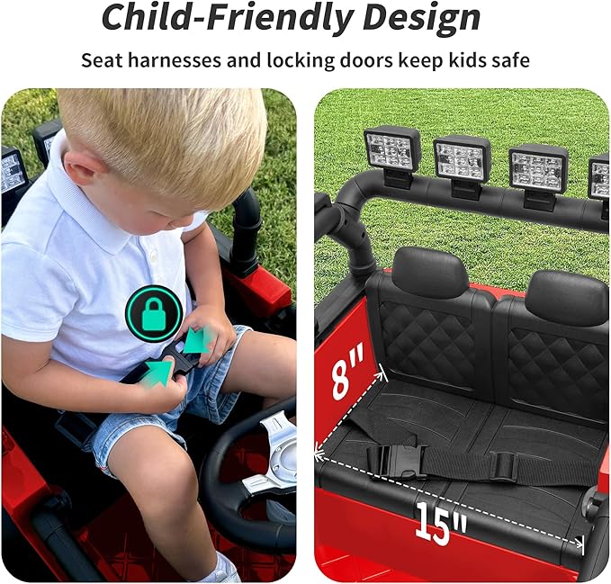 Kids Ride on Car Toy, 12V Electric Car for Kids with Remote Control, LED Light - Red