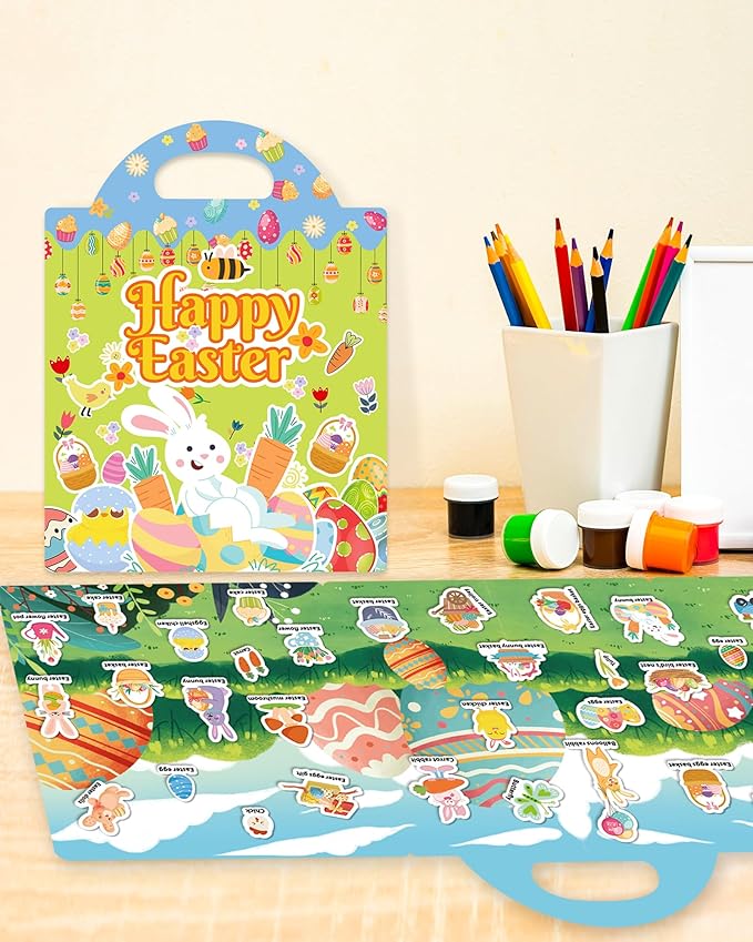 Benresive Reusable Sticker Book for Toddlers 2-4 Years, Fun Travel Stickers for Kids, Waterproof Sticker Books for Toddlers 1-3, Crafts Activities for Todddlers 1-3 2-4 3-5 - Easter