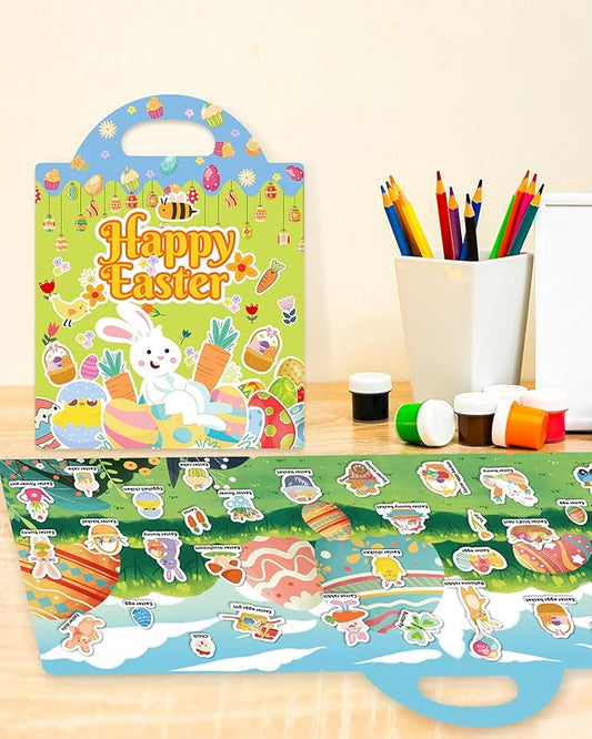 Benresive Reusable Sticker Book for Toddlers 2-4 Years, Fun Travel Stickers for Kids, Waterproof Sticker Books for Toddlers 1-3, Crafts Activities for Todddlers 1-3 2-4 3-5 - Easter